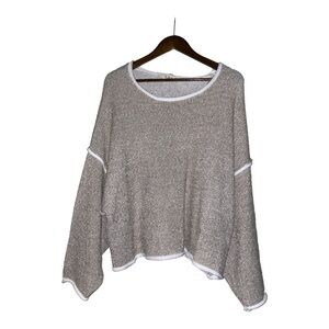 POL Women Chunky Cropped Oversize Slouchy Loose Fit Sweatshirt‎ Relax Pullover M